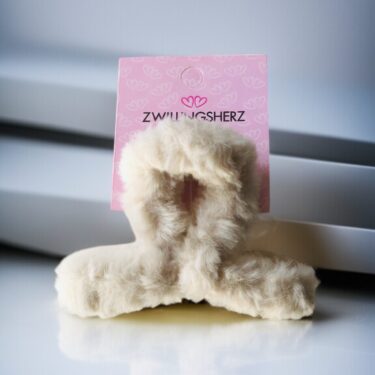 Zwillingsherz Haarspange *Plüsch*, beige