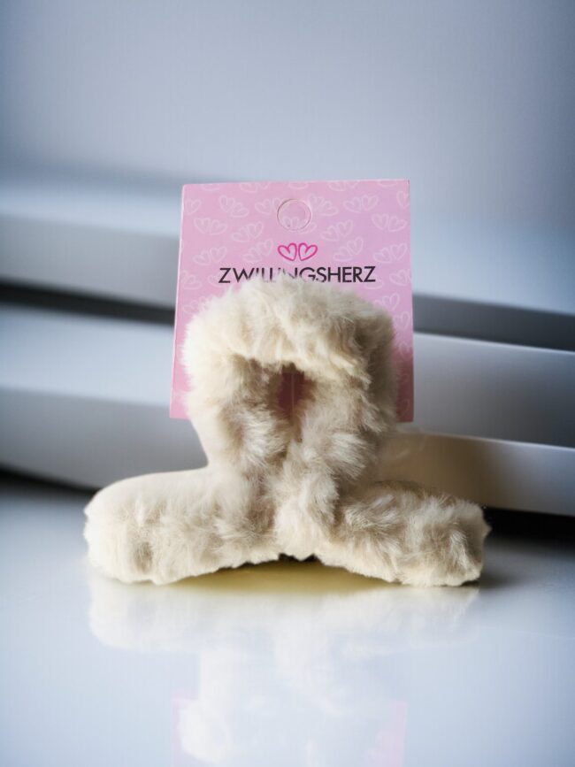 Zwillingsherz Haarspange *Plüsch*, beige