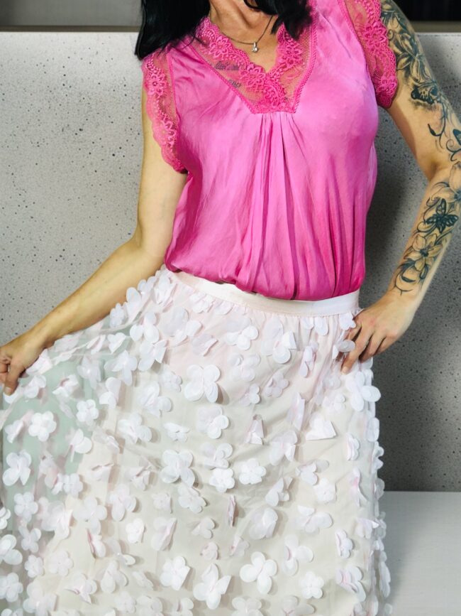 Tüllrock mit 3-D Blüten, rosa, 3