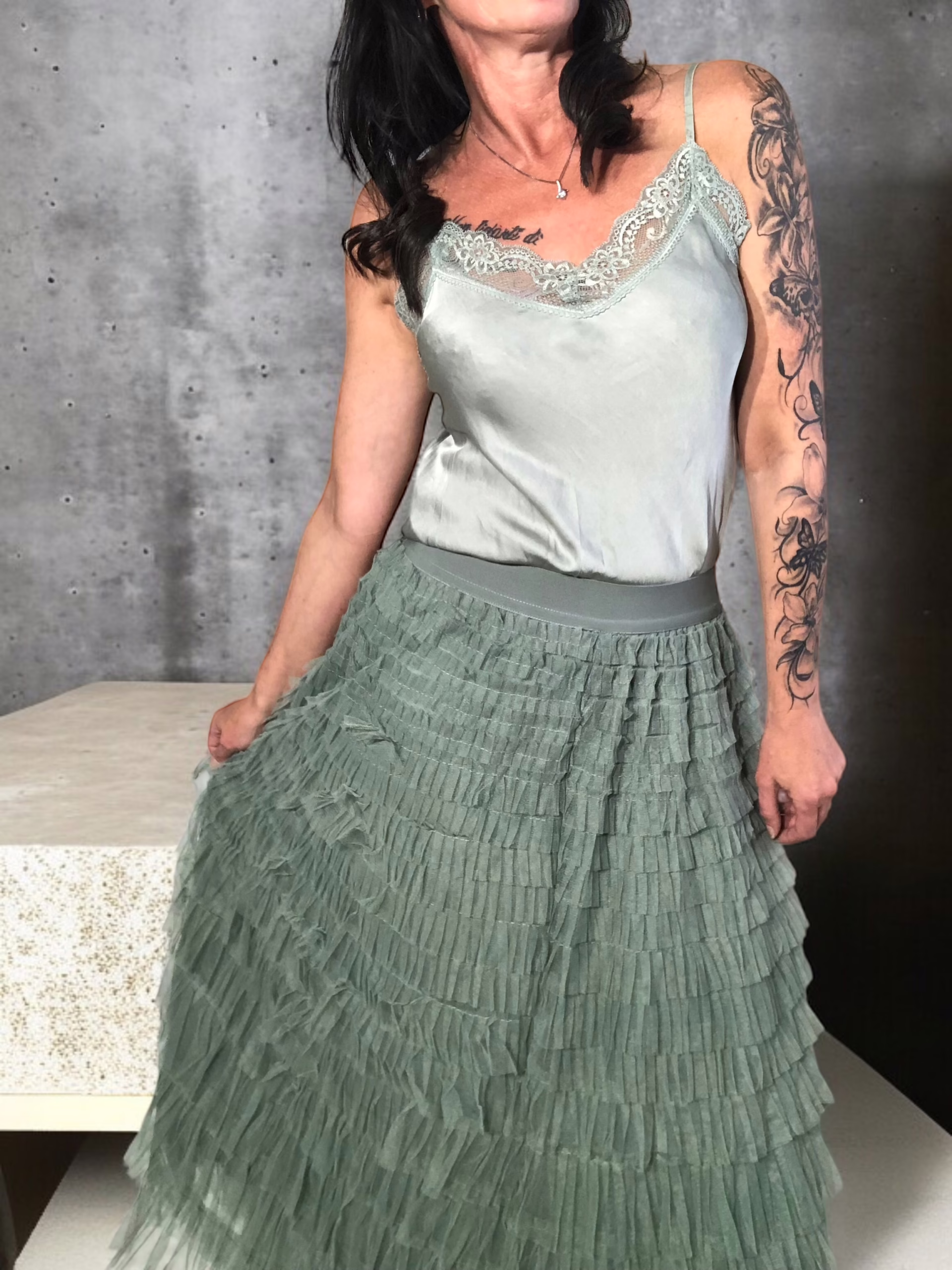 Tüllrock mit Volants, khaki Stacy's Fashion Styles stacys.de Tüllrock mit Volants, khaki, 4