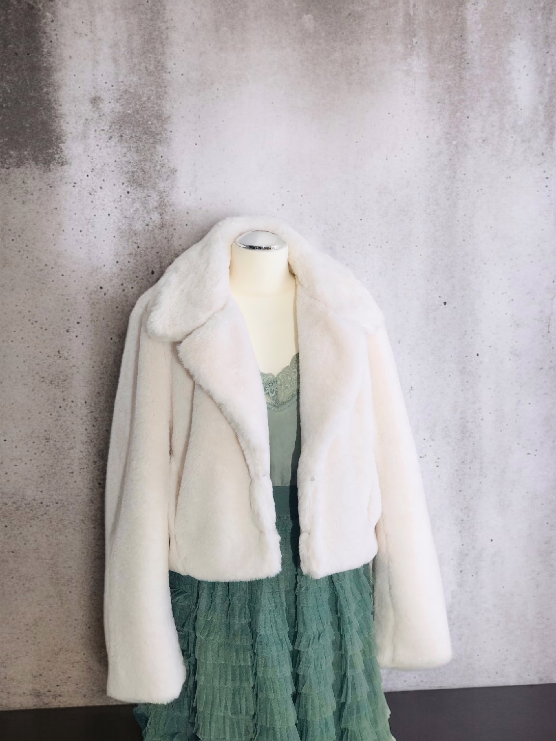 kurze Kunstfelljacke, weiß, 6