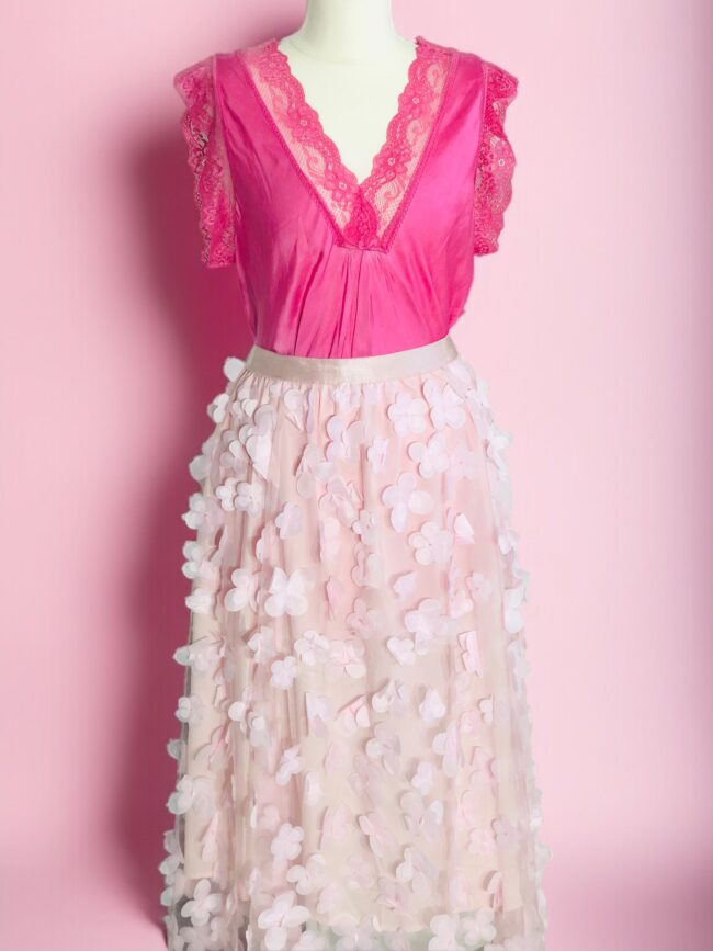 Shirt mit Spitze, pink, 3