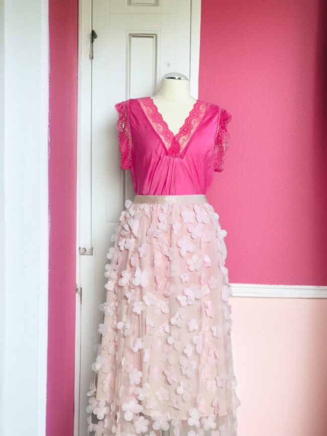 Shirt mit Spitze, pink