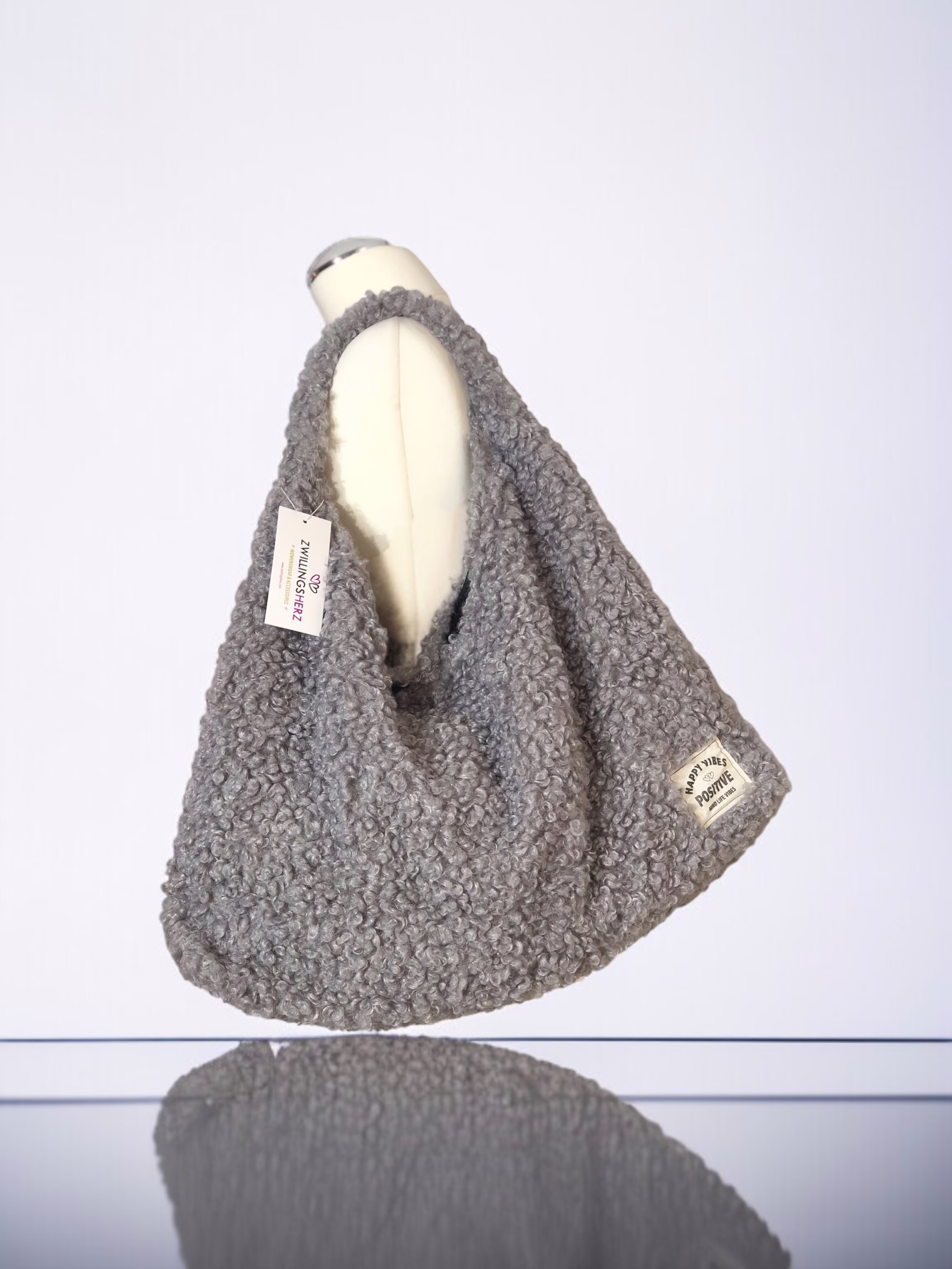 Zwillingsherz XXL Shopper Teddyfell Stacy's Fashion Styles stacys.de Zwillingsherz XXL Shopper Teddyfell, grau
