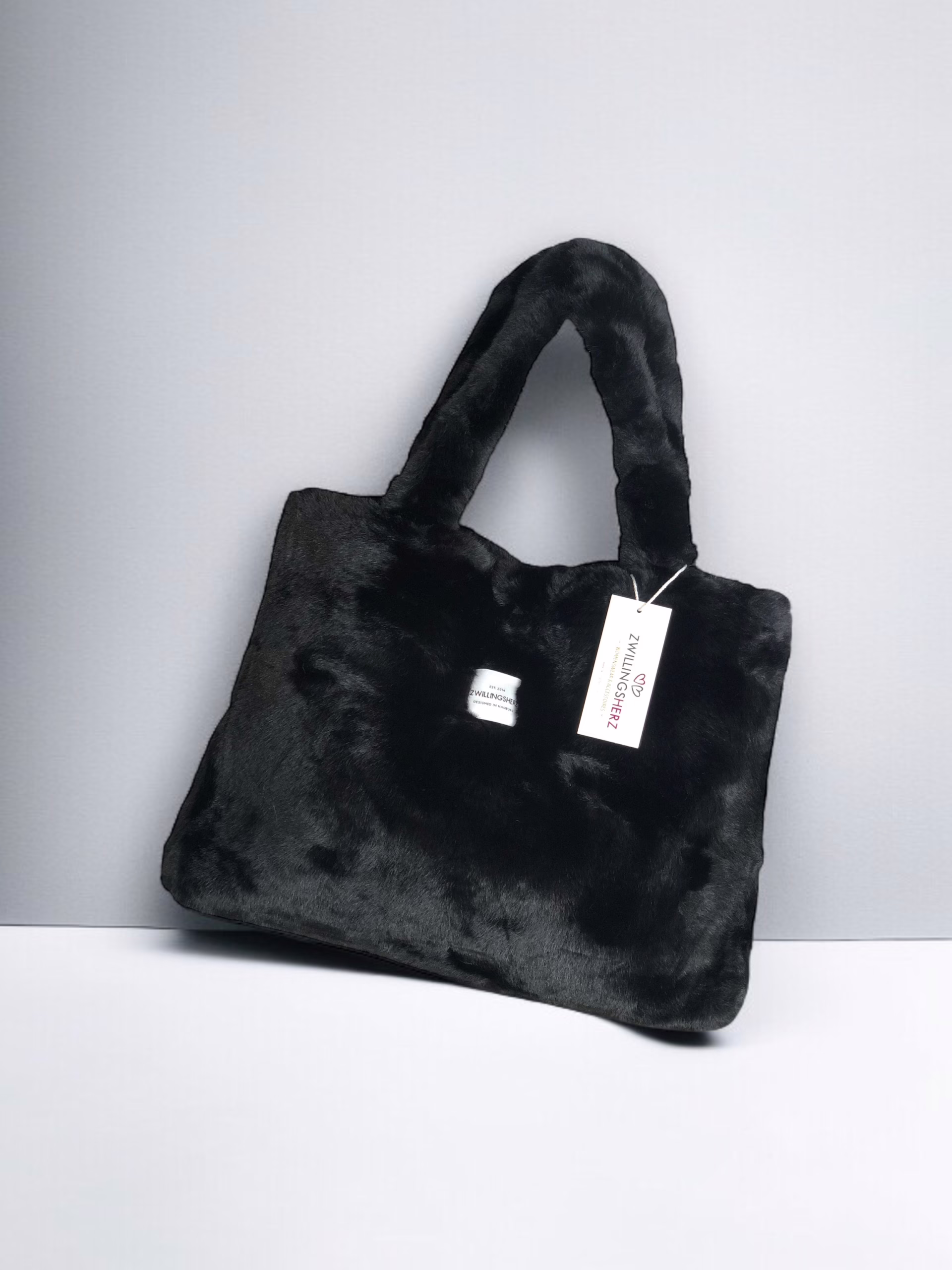 Zwillingsherz XXL Shopper Kunstfell Stacy's Fashion Styles stacys.de Zwillingsherz XXL Shopper Kunstfell, schwarz, 3