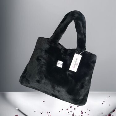 Zwillingsherz XXL Shopper Kunstfell, schwarz, 2