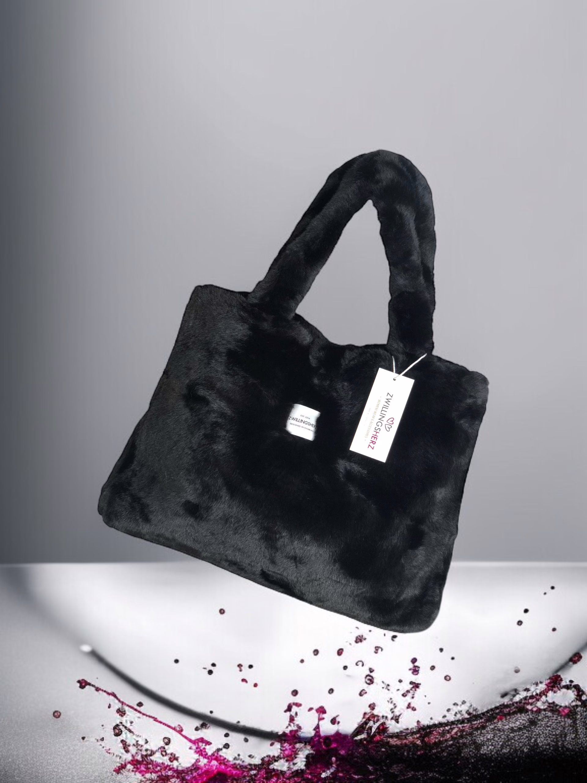 Zwillingsherz XXL Shopper Kunstfell Stacy's Fashion Styles stacys.de Zwillingsherz XXL Shopper Kunstfell, schwarz, 2