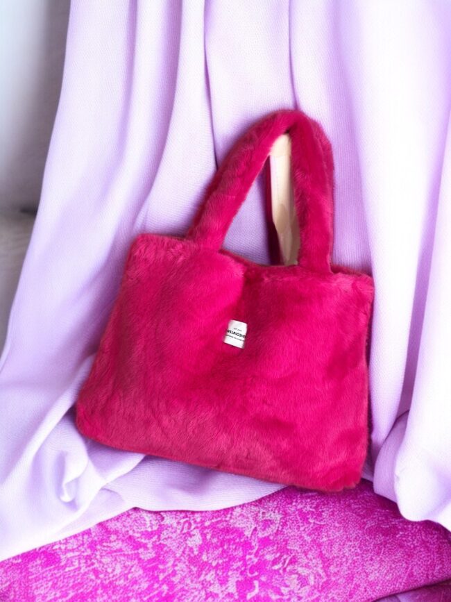 Zwillingsherz XXL Shopper Kunstfell, pink, 3