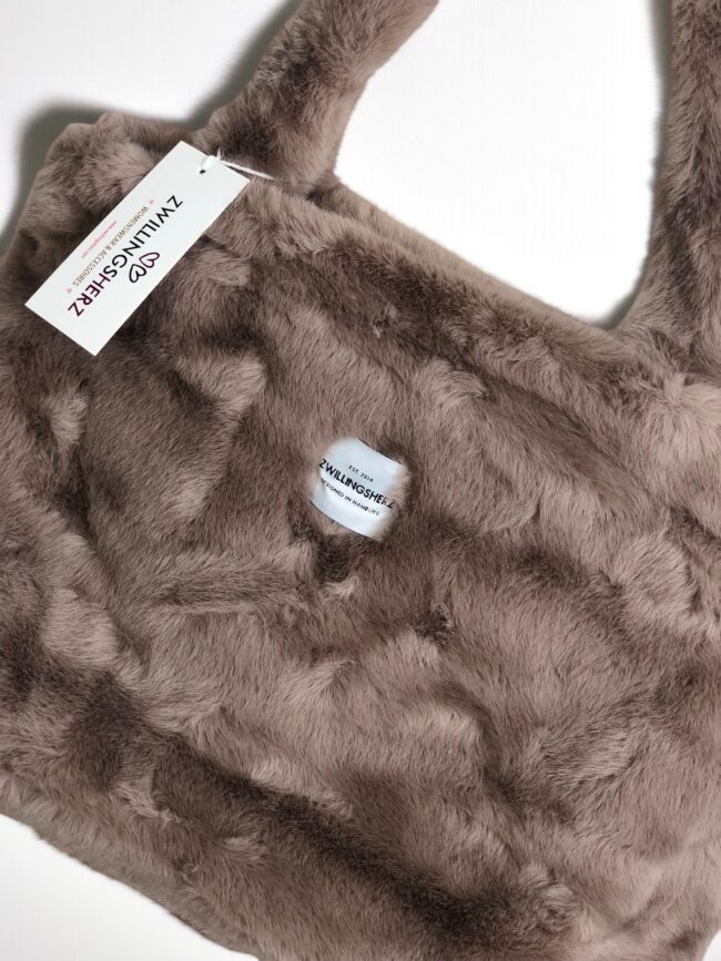 Zwillingsherz XXL Shopper Kunstfell, hellbraun, 3